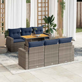 vidaXL 7-delige Loungeset met kussens poly rattan zwart