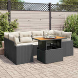 vidaXL 7-Piece Lounge Set with Cushions Poly Rattan Black