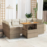 vidaXL 7-Piece Lounge Set with Cushions Poly Rattan Black