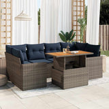 vidaXL 7-Piece Lounge Set with Cushions Poly Rattan Black