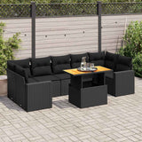 vidaXL 8-piece Lounge Set with Cushions Poly Rattan Black