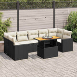 vidaXL 8-piece Lounge Set with Cushions Poly Rattan Black