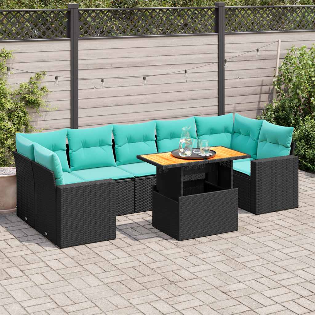 vidaXL 8-delige Loungeset met kussens poly rattan grijs