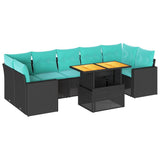 vidaXL 8-delige Loungeset met kussens poly rattan grijs