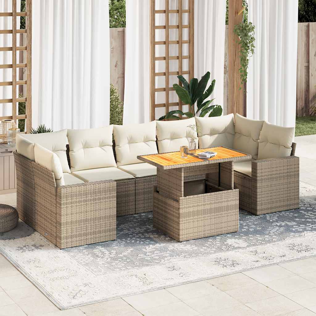 vidaXL 8-piece Lounge Set with Cushions Poly Rattan Black