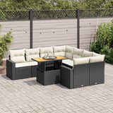 vidaXL 9-delige Loungeset met kussens poly rattan zwart