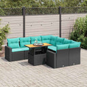 vidaXL 9-piece Poly Rattan Lounge Set with Cushions Black