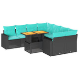 vidaXL 9-piece Poly Rattan Lounge Set with Cushions Black
