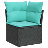vidaXL 9-piece Poly Rattan Lounge Set with Cushions Black