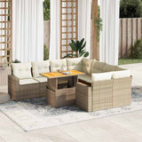 vidaXL 9-delige Loungeset met kussens poly rattan zwart