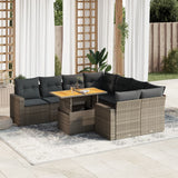 vidaXL 9-delige Loungeset met kussens poly rattan zwart