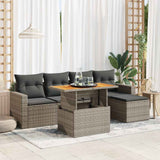 vidaXL 6-delige Loungeset met kussens poly rattan zwart