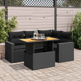 vidaXL 5-piece Lounge Set with Cushions Poly Rattan Black