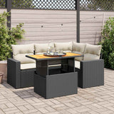 vidaXL 5-piece Lounge Set with Cushions Poly Rattan Black