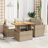 vidaXL 5-piece Lounge Set with Cushions Poly Rattan Black