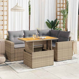 vidaXL 5-piece Lounge Set with Cushions Poly Rattan Black