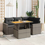 vidaXL 5-piece Lounge Set with Cushions Poly Rattan Black