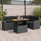vidaXL 6-Piece Lounge Set with Cushions Poly Rattan Black