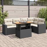 vidaXL 6-Piece Lounge Set with Cushions Poly Rattan Black
