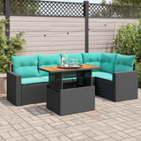 vidaXL 6-delige Loungeset met kussens poly rattan zwart