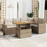 vidaXL 6-Piece Lounge Set with Cushions Poly Rattan Black