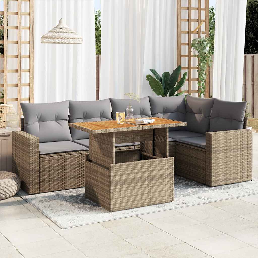 vidaXL 6-Piece Lounge Set with Cushions Poly Rattan Black