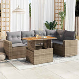 vidaXL 6-Piece Lounge Set with Cushions Poly Rattan Black