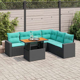vidaXL 7-delige Loungeset met kussens poly rattan zwart