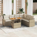 vidaXL 7-delige Loungeset met kussens poly rattan zwart