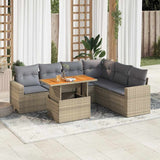 vidaXL 7-delige Loungeset met kussens poly rattan zwart
