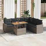 vidaXL 7-delige Loungeset met kussens poly rattan zwart