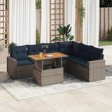 vidaXL 7-delige Loungeset met kussens poly rattan zwart