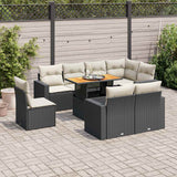 vidaXL 9-piece Poly Rattan Lounge Set with Cushions Black