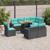 vidaXL 9-piece Poly Rattan Lounge Set with Cushions Black