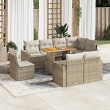 vidaXL 9-piece Poly Rattan Lounge Set with Cushions Black