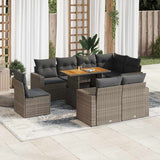 vidaXL 9-piece Poly Rattan Lounge Set with Cushions Black