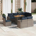 vidaXL 9-piece Poly Rattan Lounge Set with Cushions Black