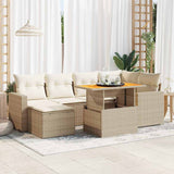 vidaXL 7-delige Loungeset met kussens poly rattan zwart