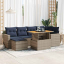 vidaXL 7-delige Loungeset met kussens poly rattan zwart