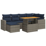 vidaXL 7-delige Loungeset met kussens poly rattan zwart