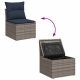 vidaXL 7-delige Loungeset met kussens poly rattan zwart