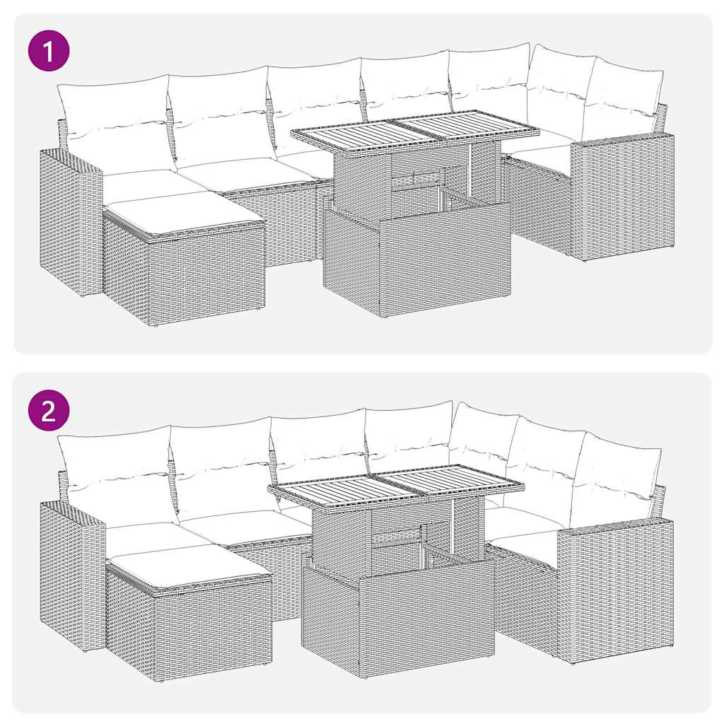 vidaXL 8-delige Loungeset met kussens poly rattan zwart