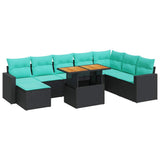 vidaXL 9-delige Loungeset met kussens poly rattan grijs