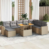 vidaXL 9-delige Loungeset met kussens poly rattan zwart