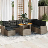 vidaXL 9-delige Loungeset met kussens poly rattan zwart