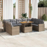 vidaXL 10-Piece Lounge Set with Cushions Poly Rattan Black