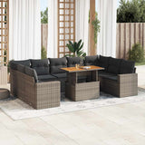 vidaXL 10-Piece Lounge Set with Cushions Poly Rattan Black