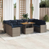 vidaXL 10-Piece Lounge Set with Cushions Poly Rattan Black
