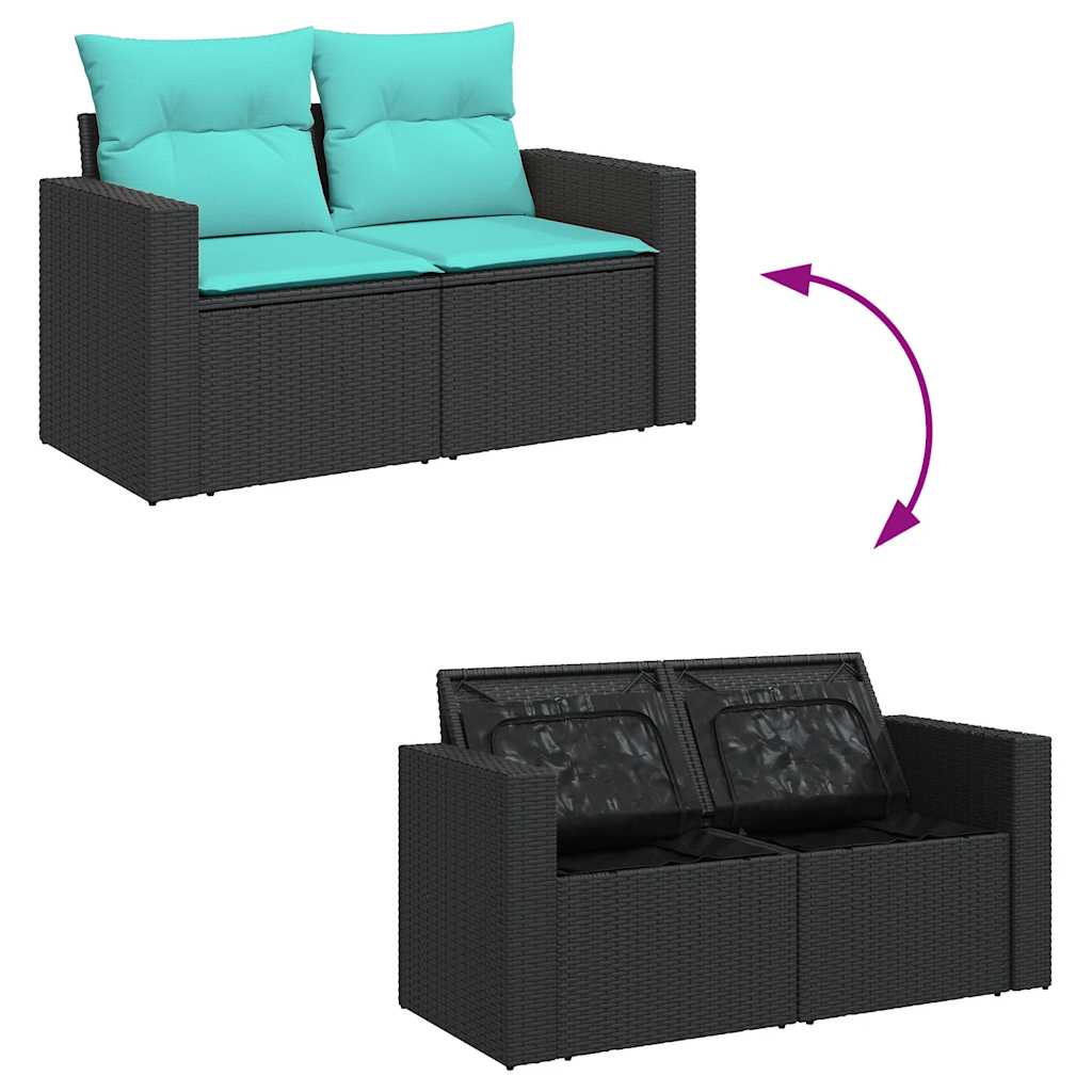 vidaXL 11-Piece Lounge Set with Cushions Poly Rattan Black