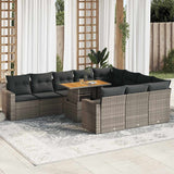 vidaXL 11-delige Loungeset met kussens poly rattan zwart